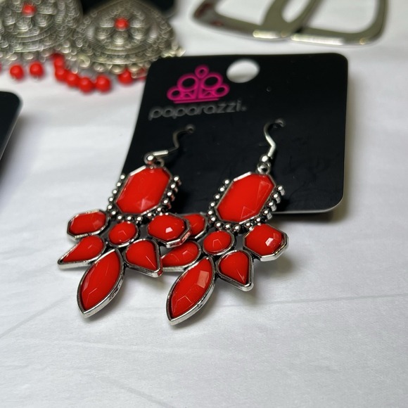 New 10pc Mixed Lot Red Paparazzi Jewelry Set 1 Necklace 6 Earrings 3 Bracelets - Picture 2 of 8
